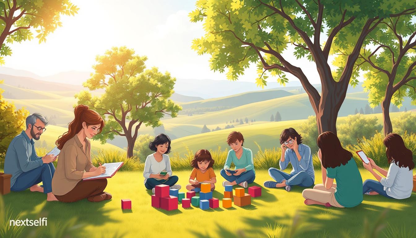 A tranquil, sunlit setting where adults journal, draw and reconnect - the spirit of Quietford's sessions.